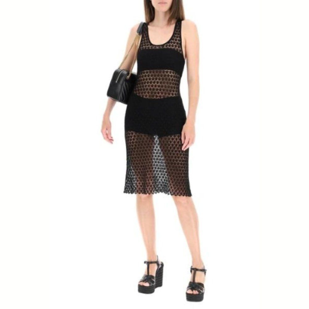 Saint Laurent Women's Black  Midi Lace Dress Size OS - Picture 6 of 16